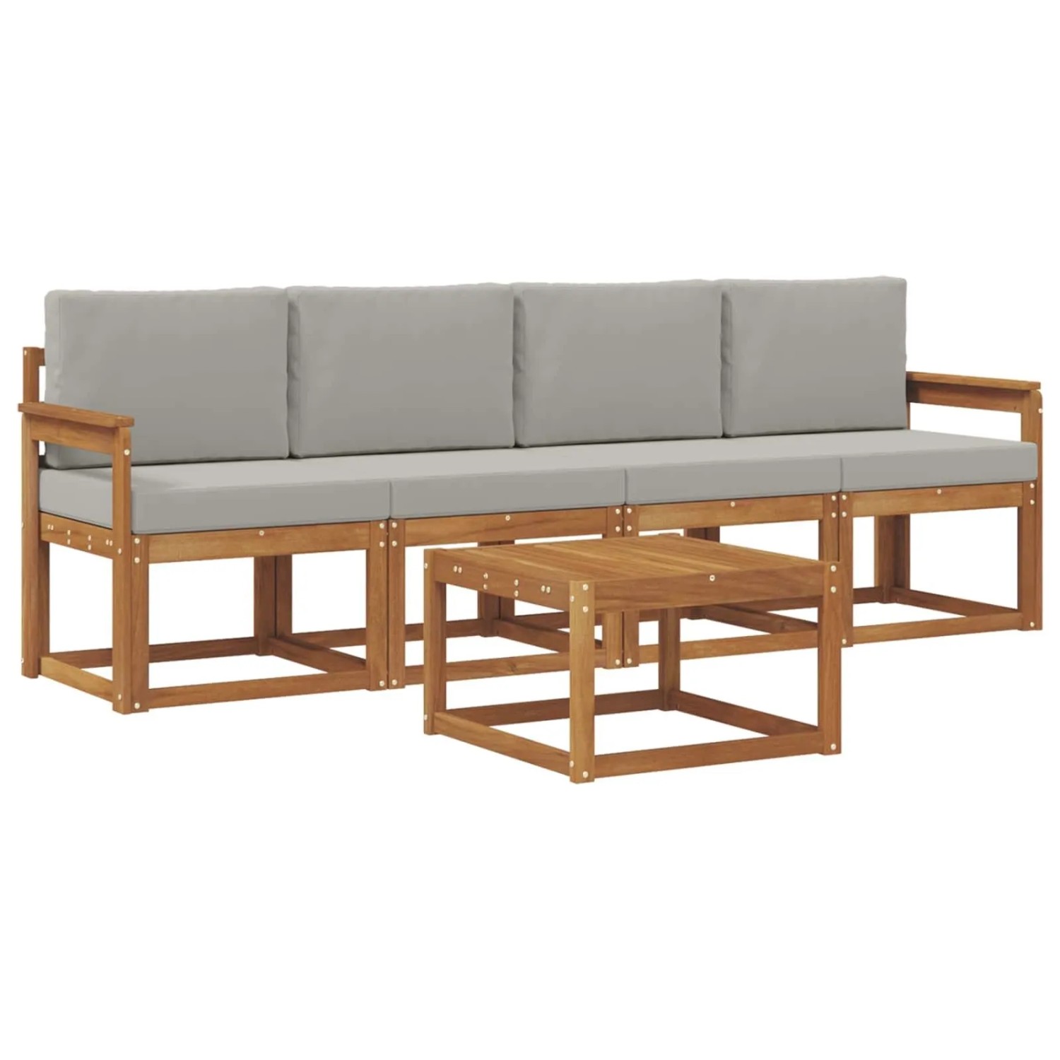 vidaXL Outdoor-Sofagarnitur mit Kissen 5 Stk Natur und Hellgrau 3365964