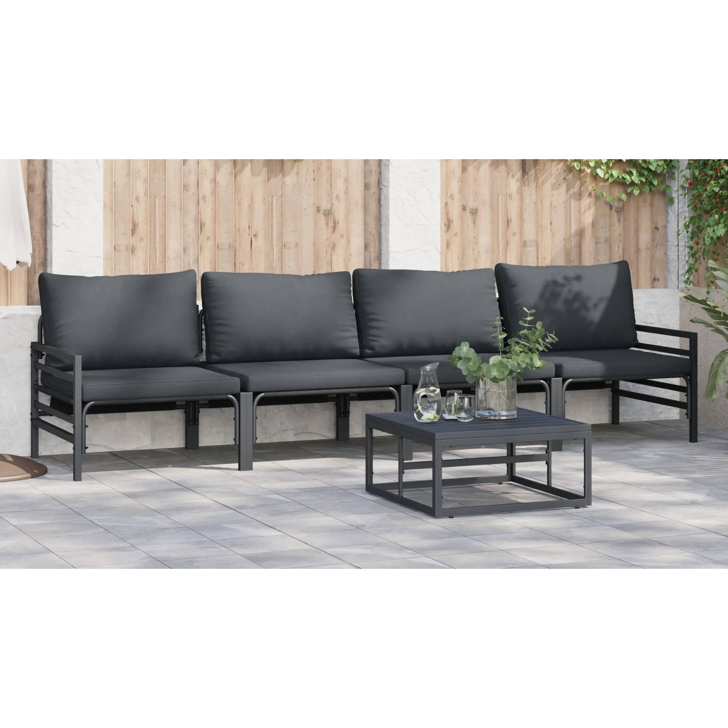 vidaXL Garten-Sofa-Set 5-Tlg Anthrazit Stahl 3378965_5