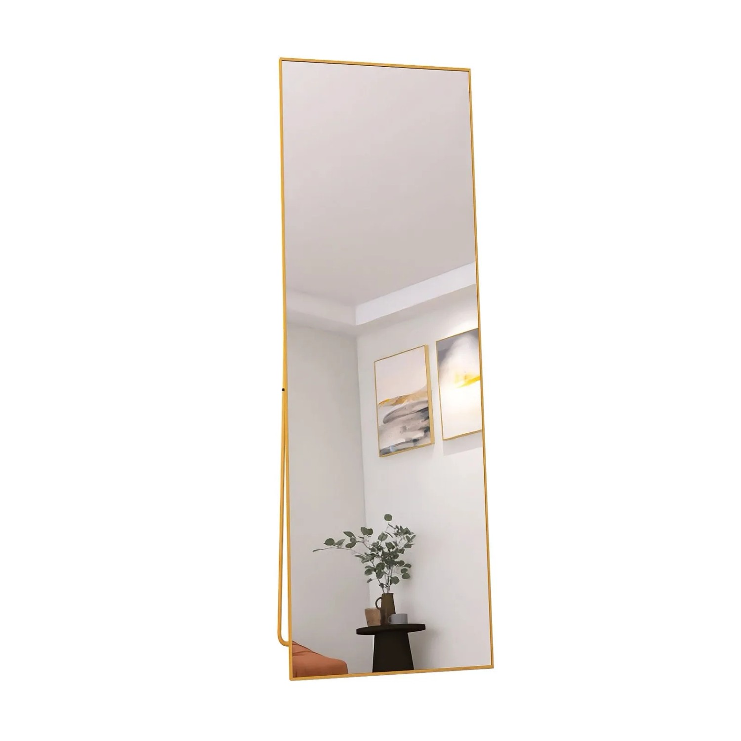 PXloue Standspiegel 162x53cm Ganzkörperspiegel Rechteckiger mit Metallrahmen Gold