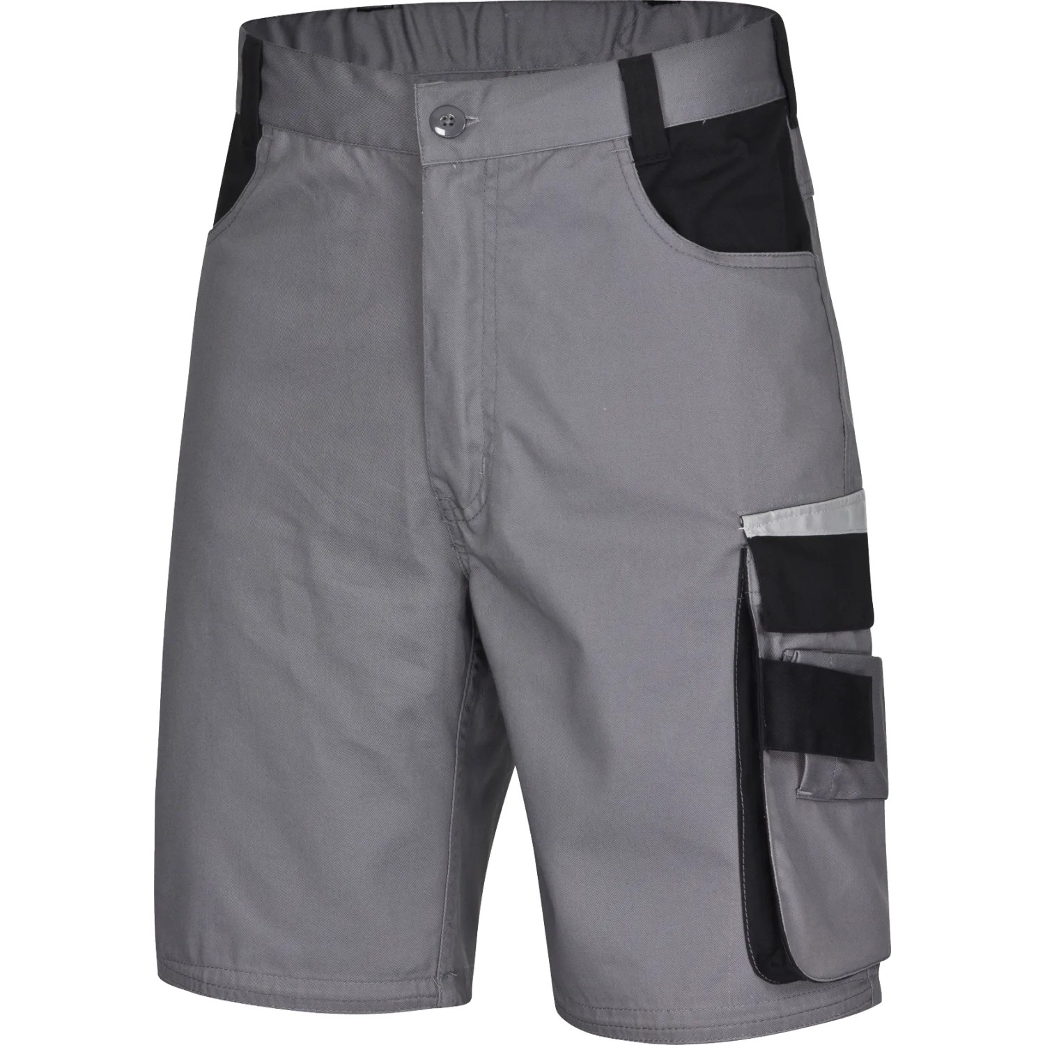 Safety&More Arbeitsbermuda Extreme Grau-Schwarz Gr. M mit vielen Taschen.