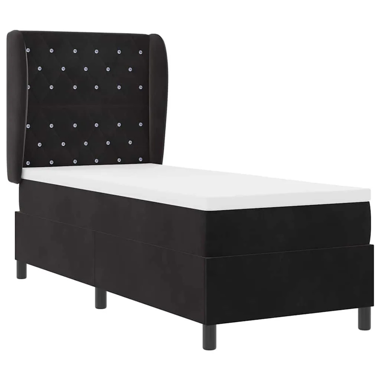 vidaXL Boxspringbett mit Matratze Schwarz 80 x 200 cm Samt 3340846