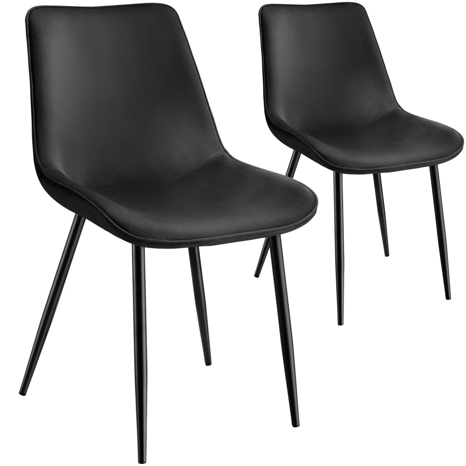 Tectake Set Stuhl Monroe Gepolstert  In Samtoptik Ergonomische Sitzschale 2Er Set 59 x 48 x 82 50 cm Schwarz