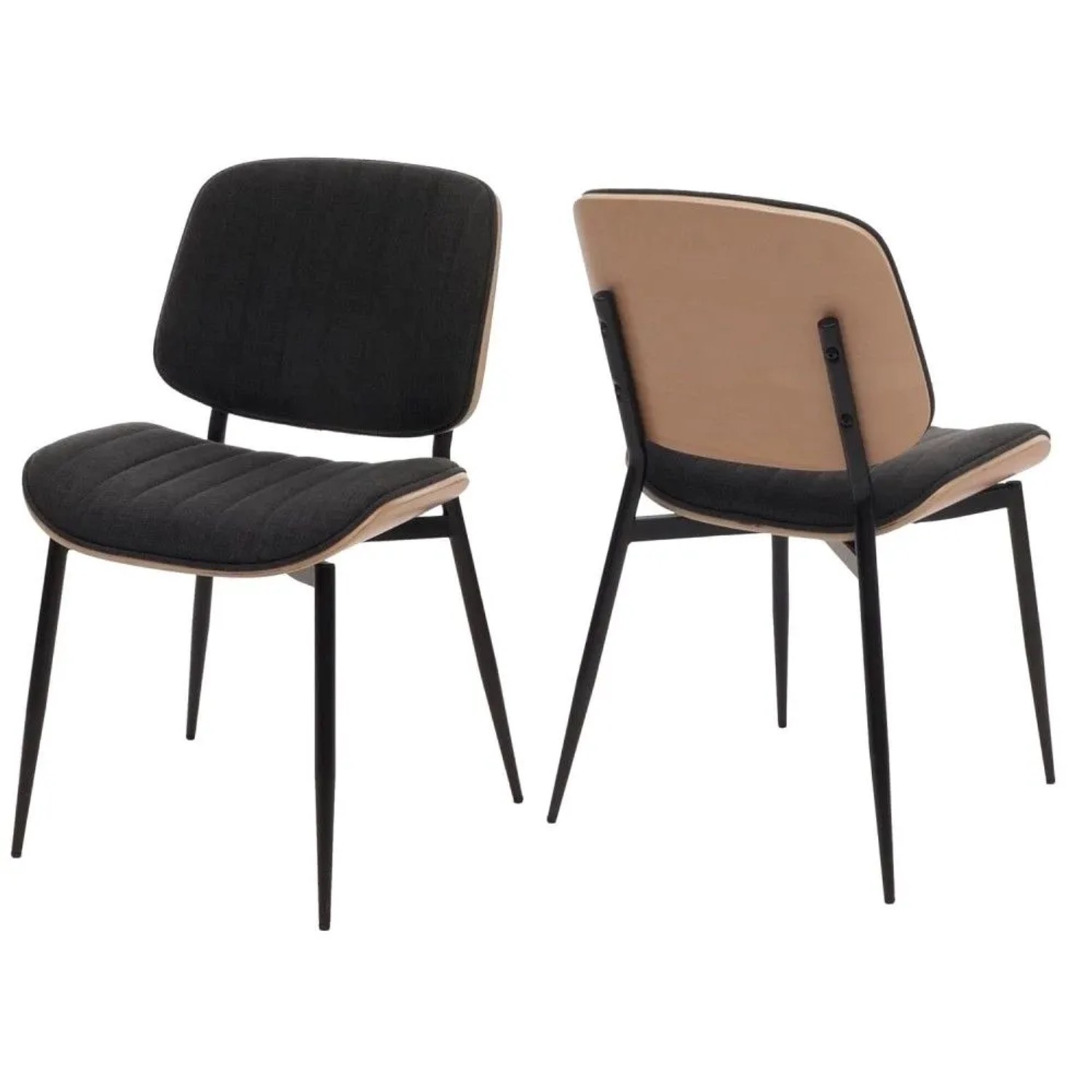 MCW Esszimmerstuhl O44 2er-Set Natur Dunkelgrau