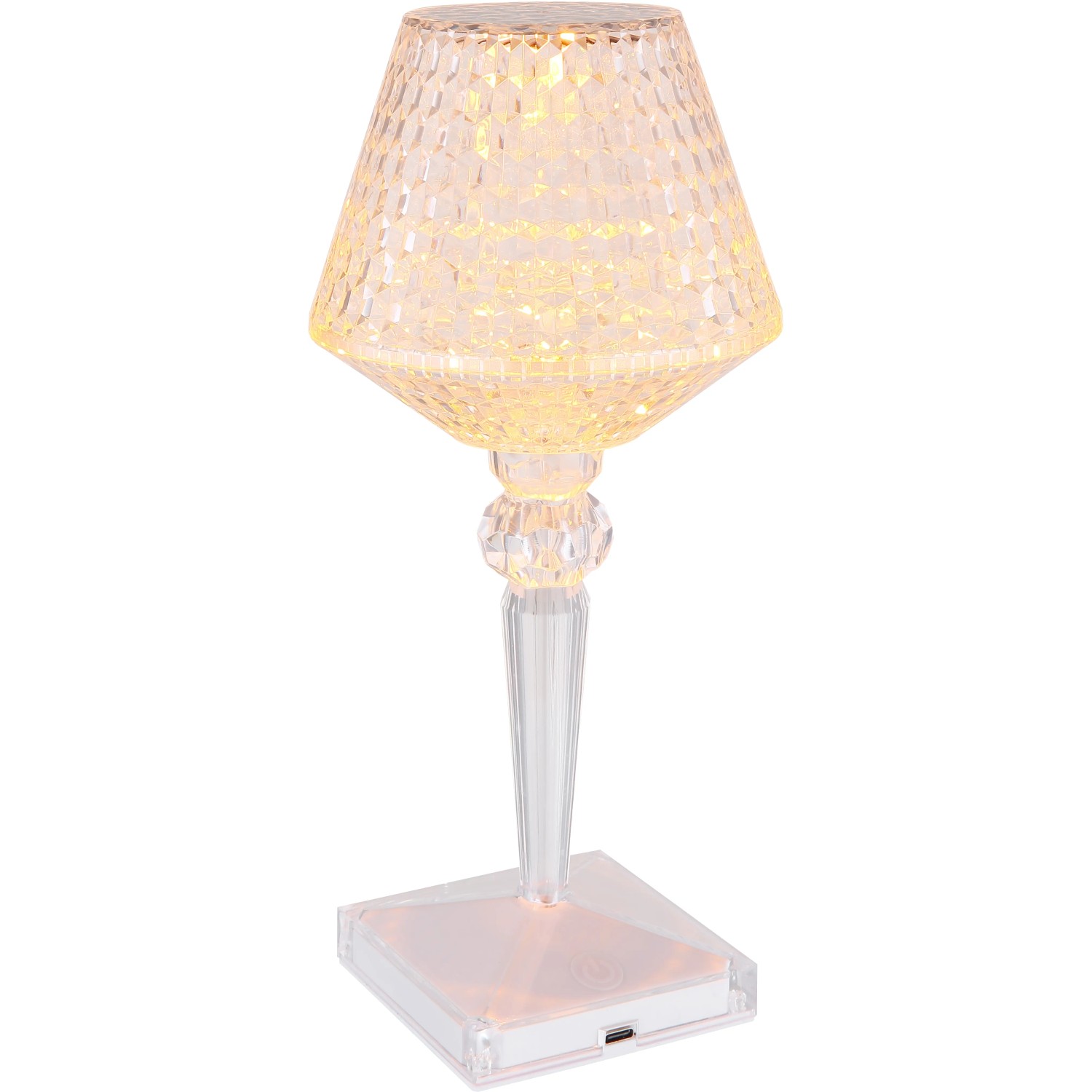Globo LED-Tischleuchte Kristall, ø 12 cm, 26 cm hoch, für stimmungsvolle Außenbeleuchtung.