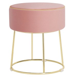 Costway Runder Sitzhocker Samt 150 kg Fußhocker Rosa