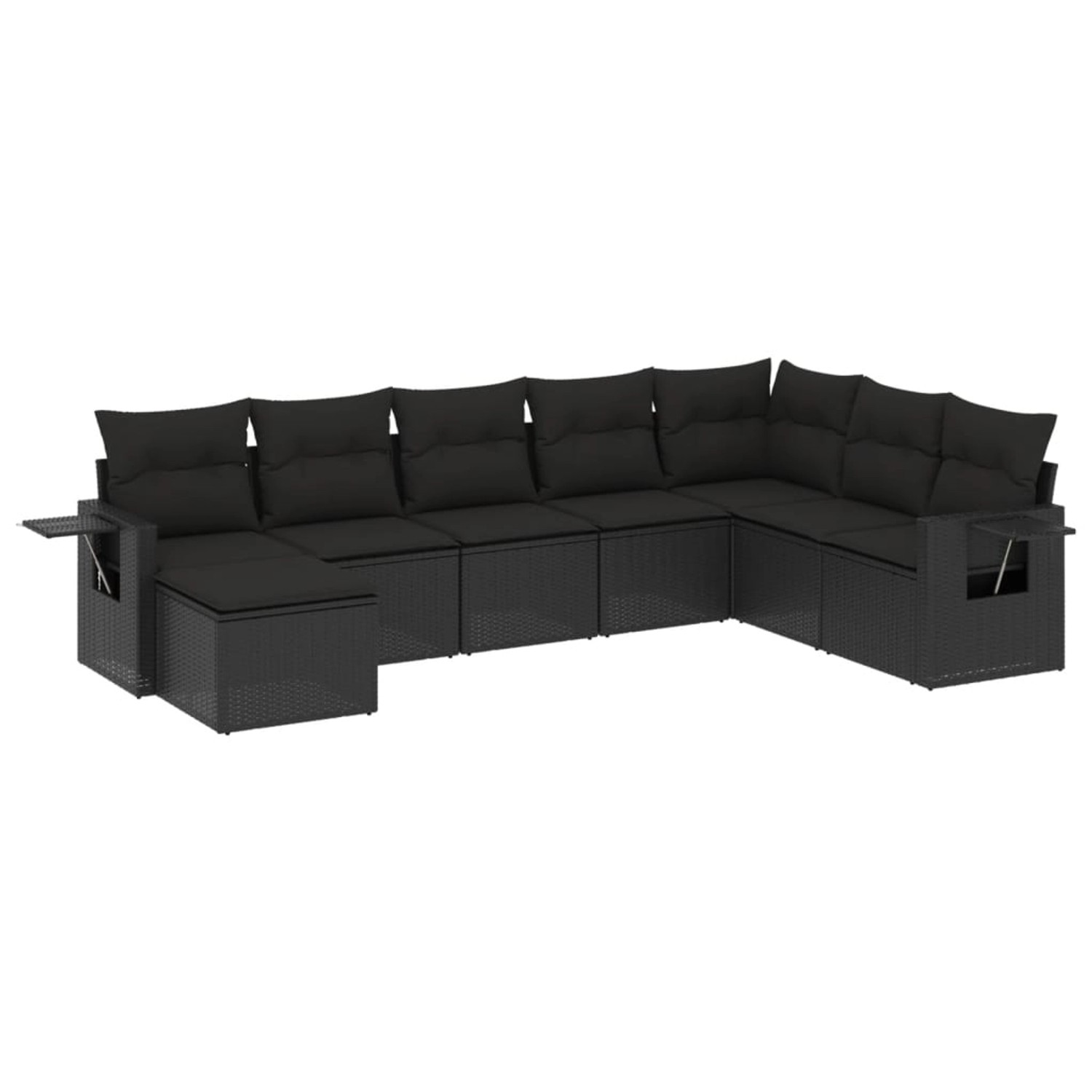 vidaXL 8-Tlg Garten-Sofagarnitur mit Kissen Schwarz Poly Rattan 3220554 günstig online kaufen
