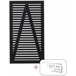 Schwarzes Nadelholz Gartentor Tokyo, 100x180cm, mit Beschlägen für Selbstmontage.