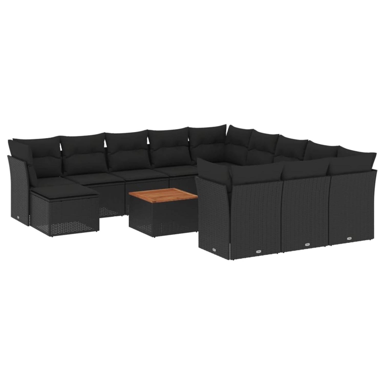 vidaXL 13-Tlg Garten-Sofagarnitur mit Kissen Schwarz Poly Rattan 3223983 günstig online kaufen