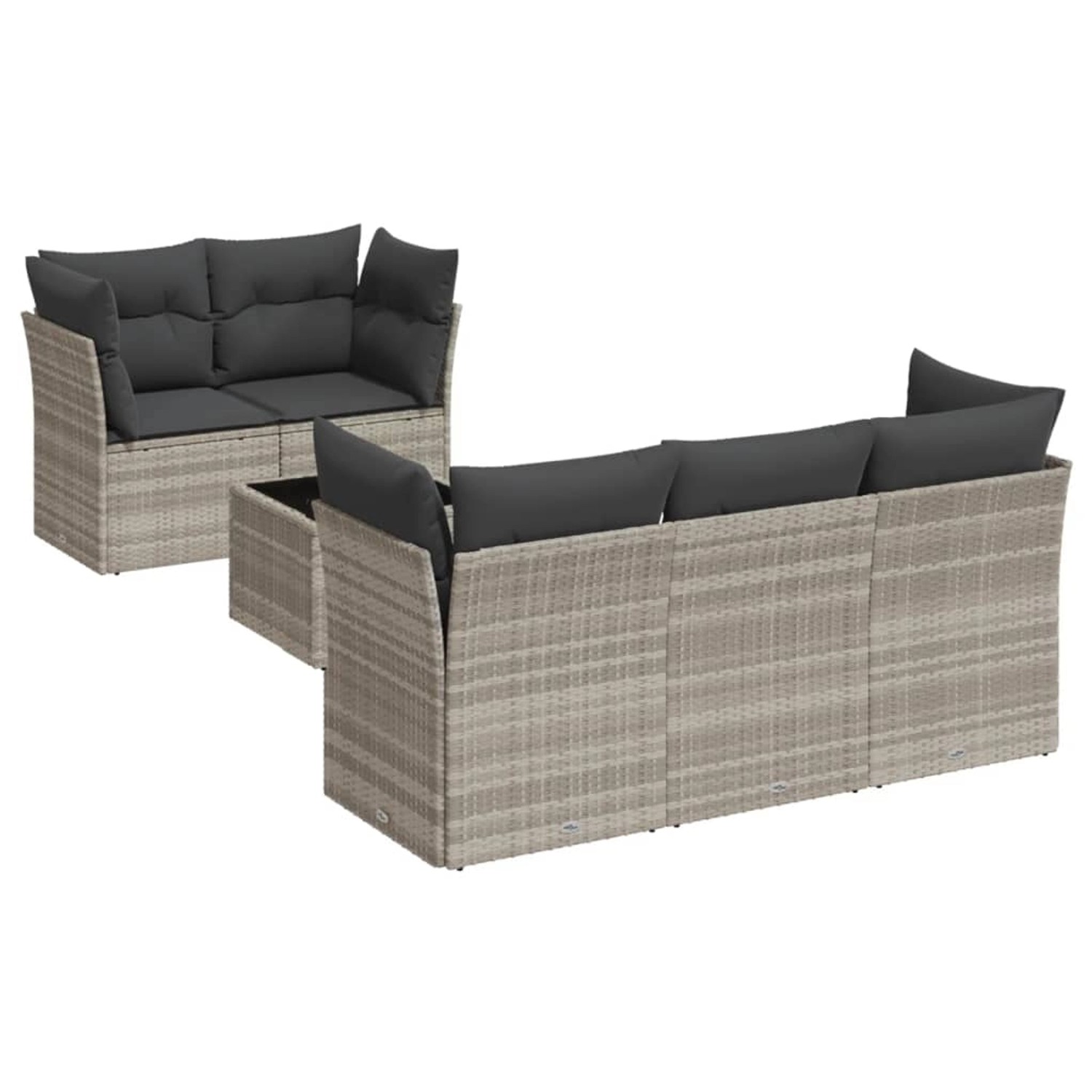 vidaXL 6-Tlg Garten-Sofagarnitur mit Kissen Hellgrau Poly Rattan 3249091 günstig online kaufen