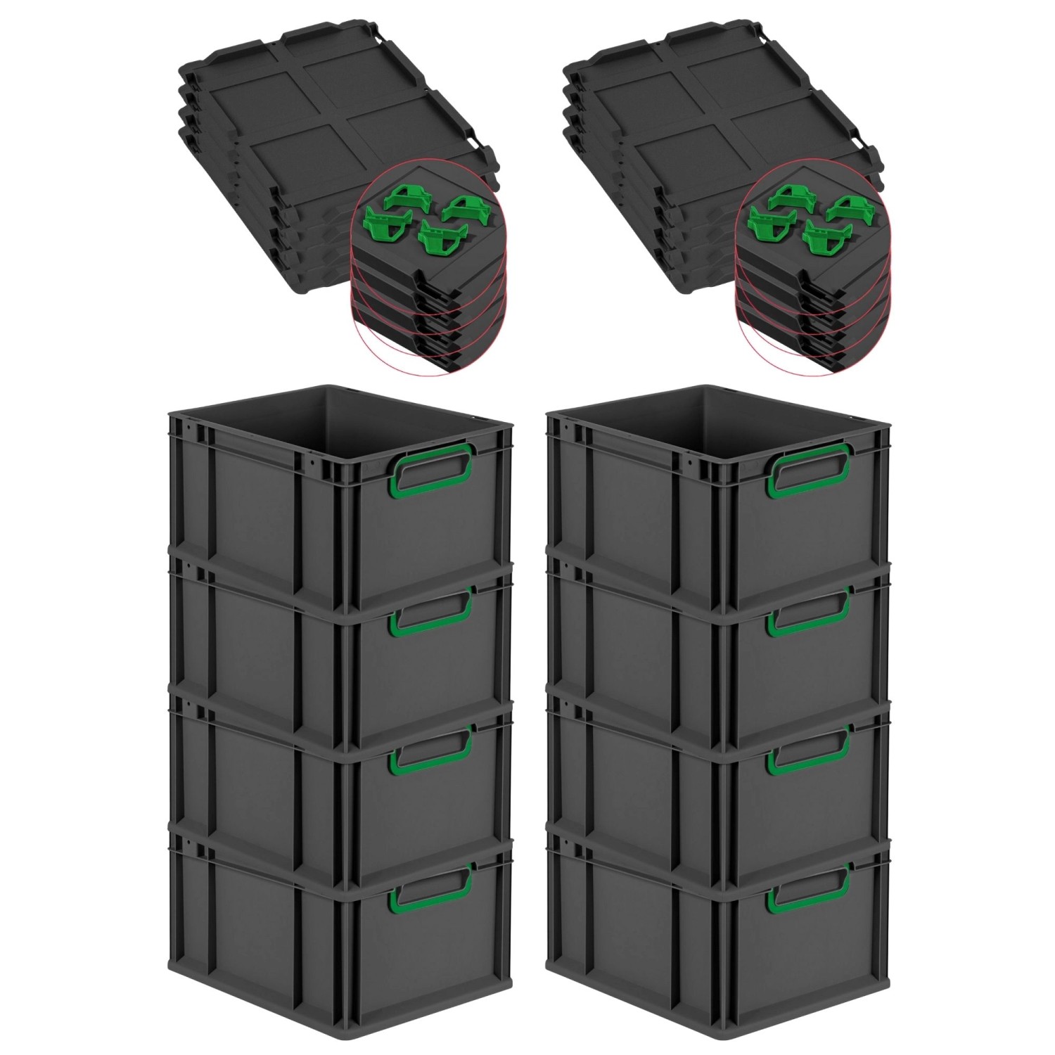 PROREGAL SuperSparSet 8x Eurobox Nextgen Color Mit Auflagedeckel HxBxT 22x3 günstig online kaufen