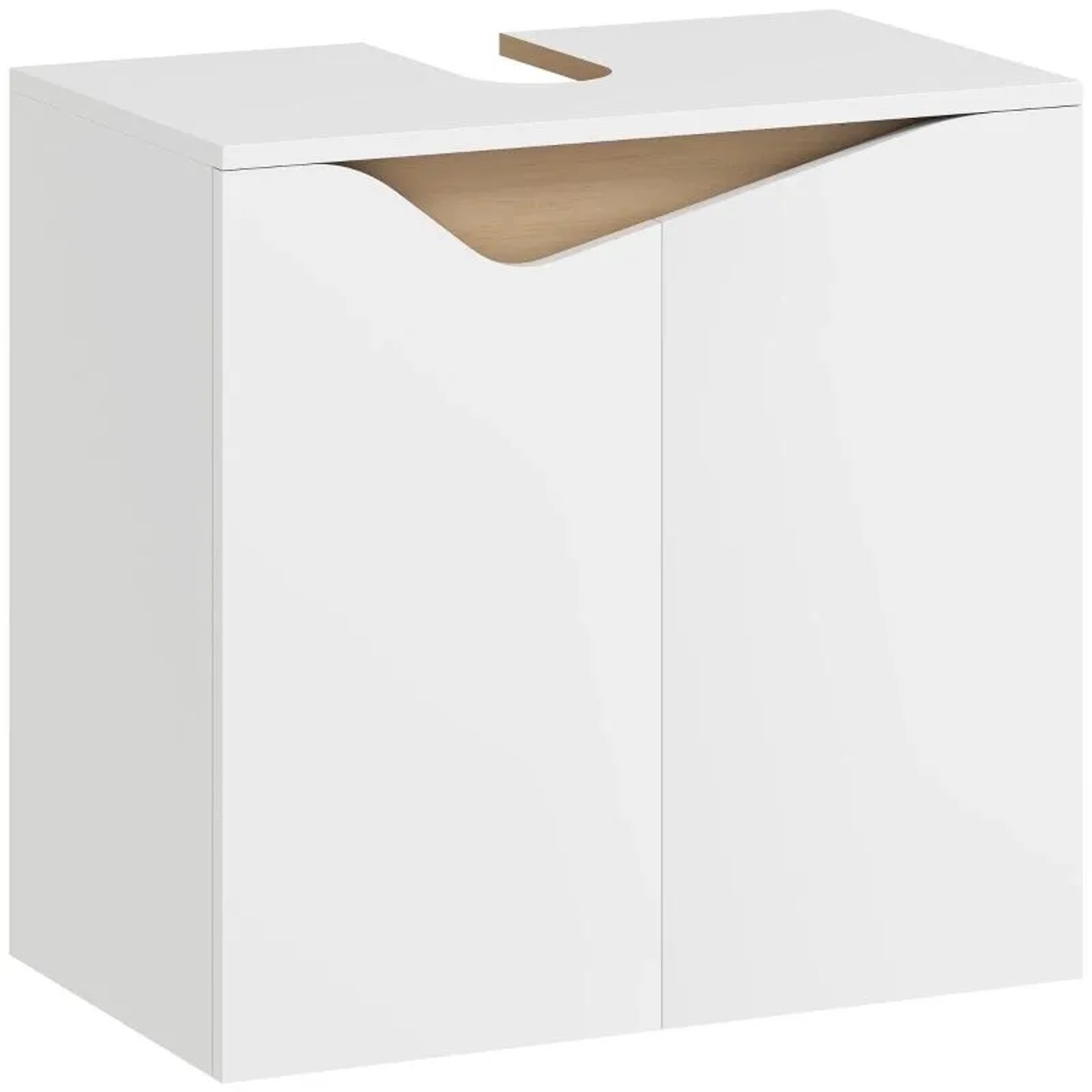 PXloue Waschbeckenunterschrank  Badezimmer Unterschrank mit Soft-Close-Türen  Weiß  60 x 35 x 57cm
