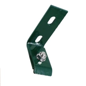 Grüner Galaflor Wandanschlusswinkel für Doppelstabmatten, 100x70 mm, aus pulverbeschichtetem Metall mit Schraube.