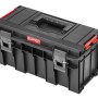 Schwarzer PROREGAL QBRICK Werkzeugkasten Pro mit Deckel, Griff und Klemmverschlüssen.