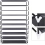 Schwarzes Songmics Schuhregal mit 10 Ebenen für bis zu 54 Paar Schuhe.