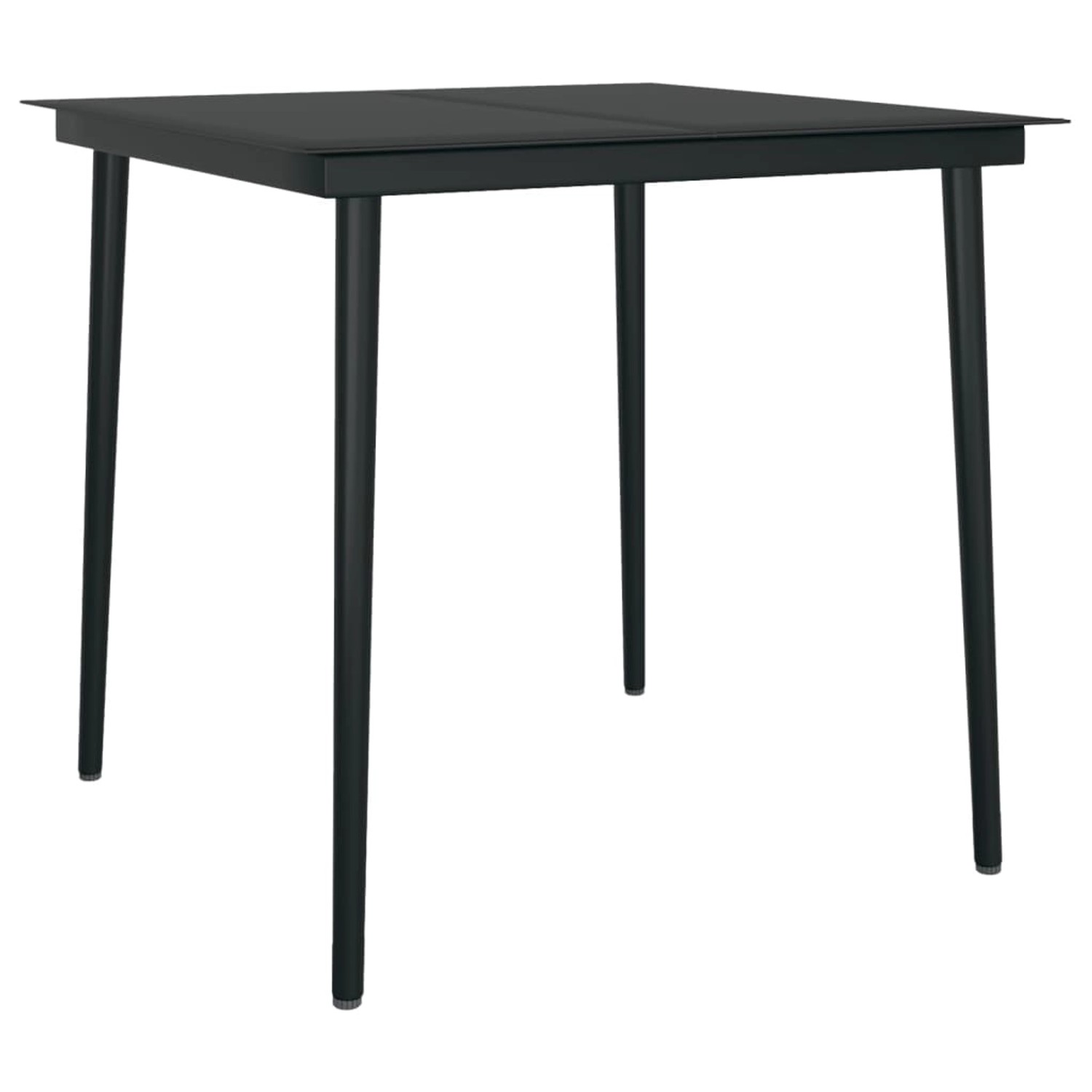 vidaXL Garten-Esstisch Schwarz 80x80x74 cm Stahl und Glas 318749 günstig online kaufen