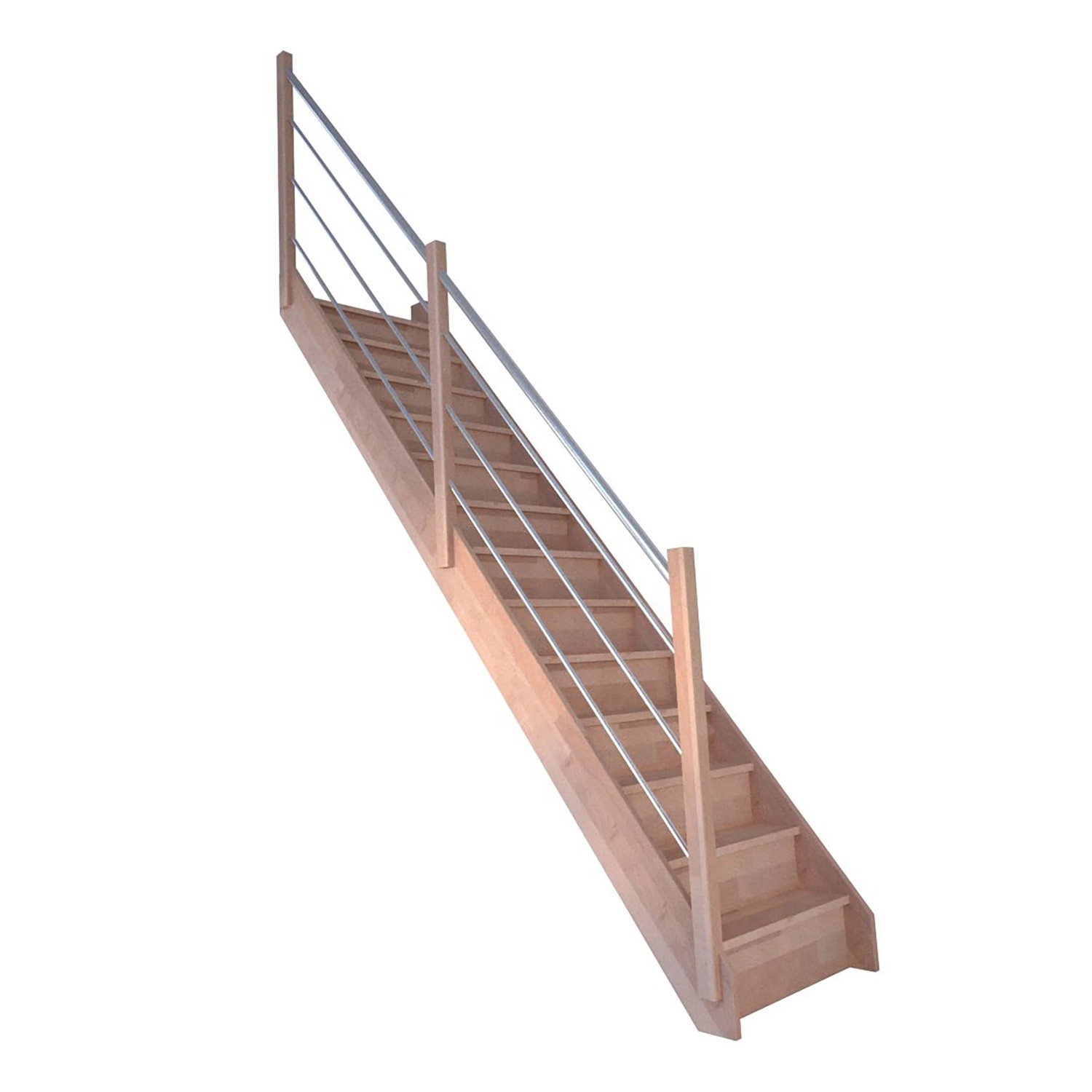 StarWood Treppe Rhodos Buche Gerade Holz-Edelstahl-Geländer L FSC® günstig online kaufen