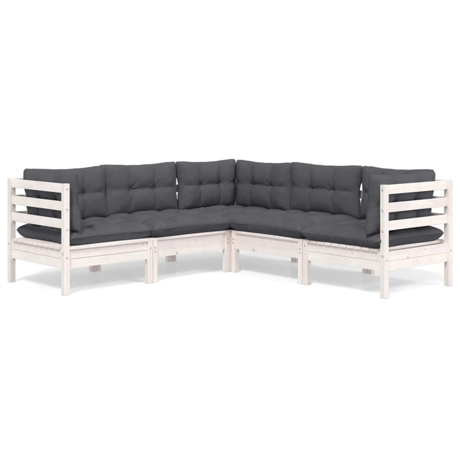 vidaXL 5-Tlg Garten-Lounge-Set mit Kissen Weiß Kiefer Massivholz 3096672 günstig online kaufen