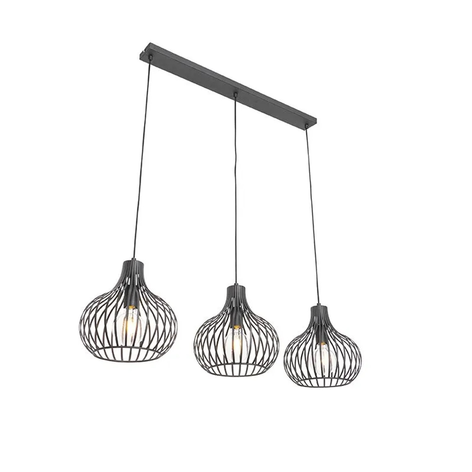QAZQA Moderne Hängelampe Schwarz 3 Licht Sapphira