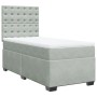 Hellgraues vidaXL Boxspringbett 90x190 cm mit Samtbezug, Matratze und Kopfteil.