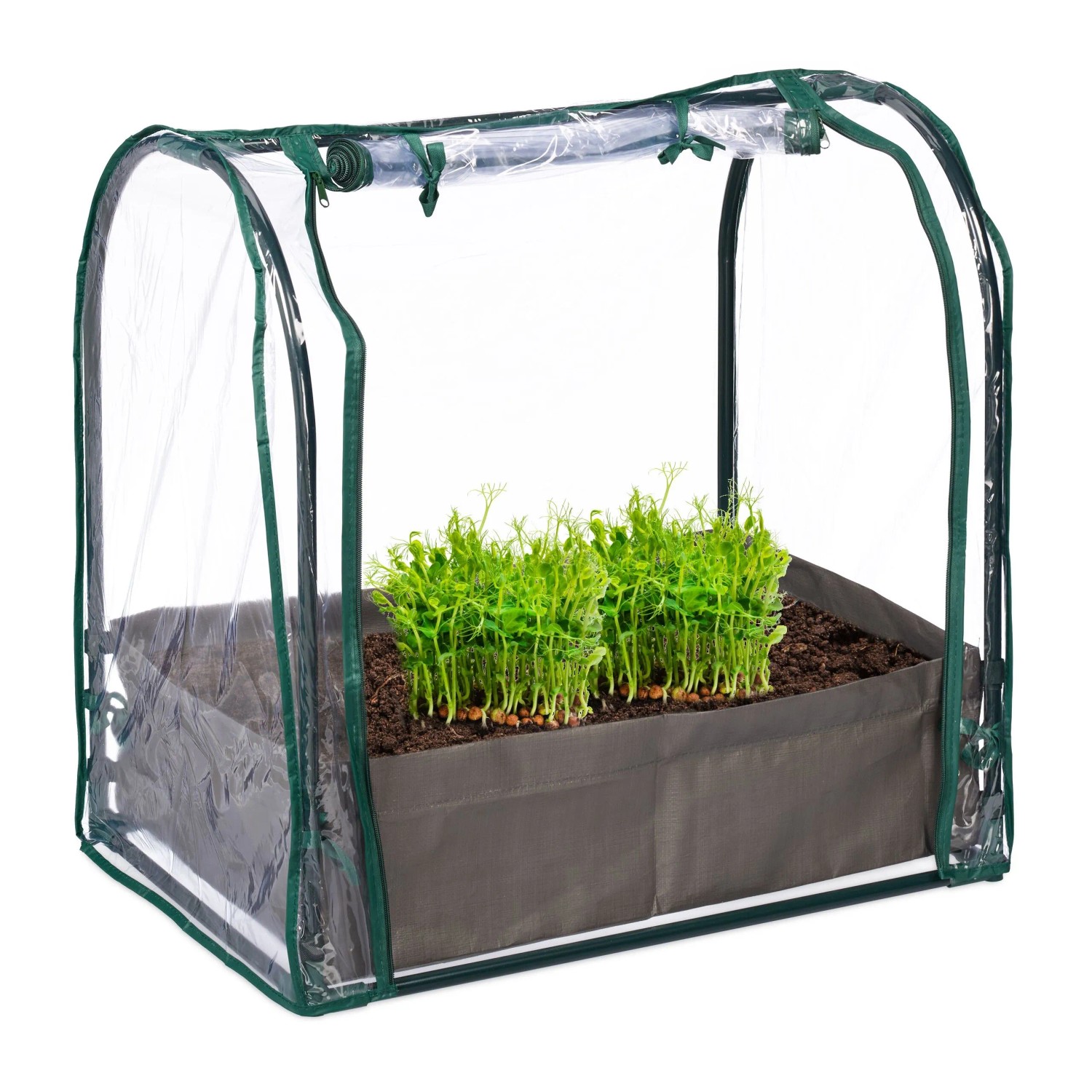 Relaxdays Folienfrühbeet Stahl PVC Grün Transparent Mit Pflanzsack 70 cm x 68 cm x 50 cm 1,3 kg