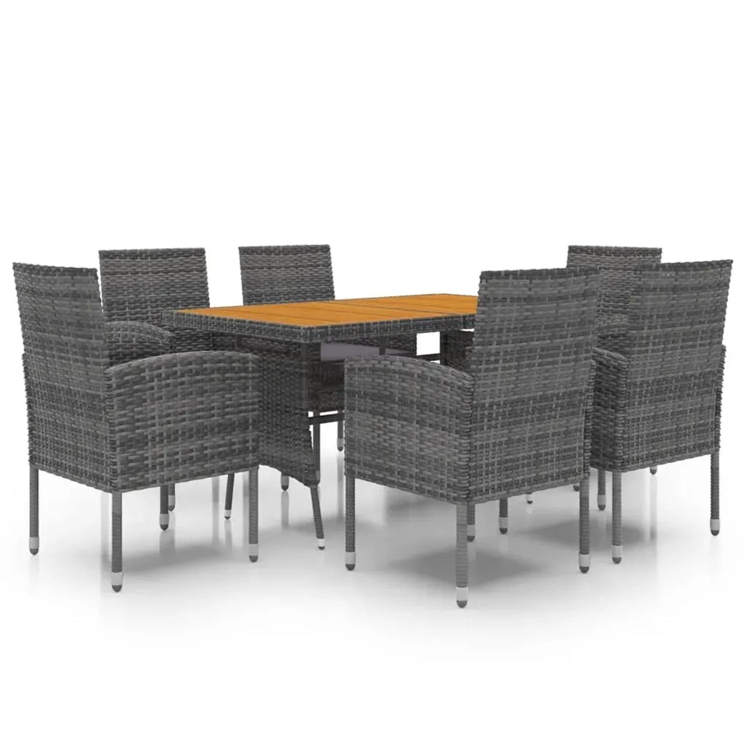 vidaXL 7-Tlg Garten-Essgruppe Poly Rattan Grau 3120105