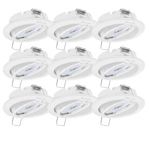 9er Set dimmbare, schwenkbare Einbaustrahler Dijon mit LED Modul, neutralweiß (4000K), weiß.