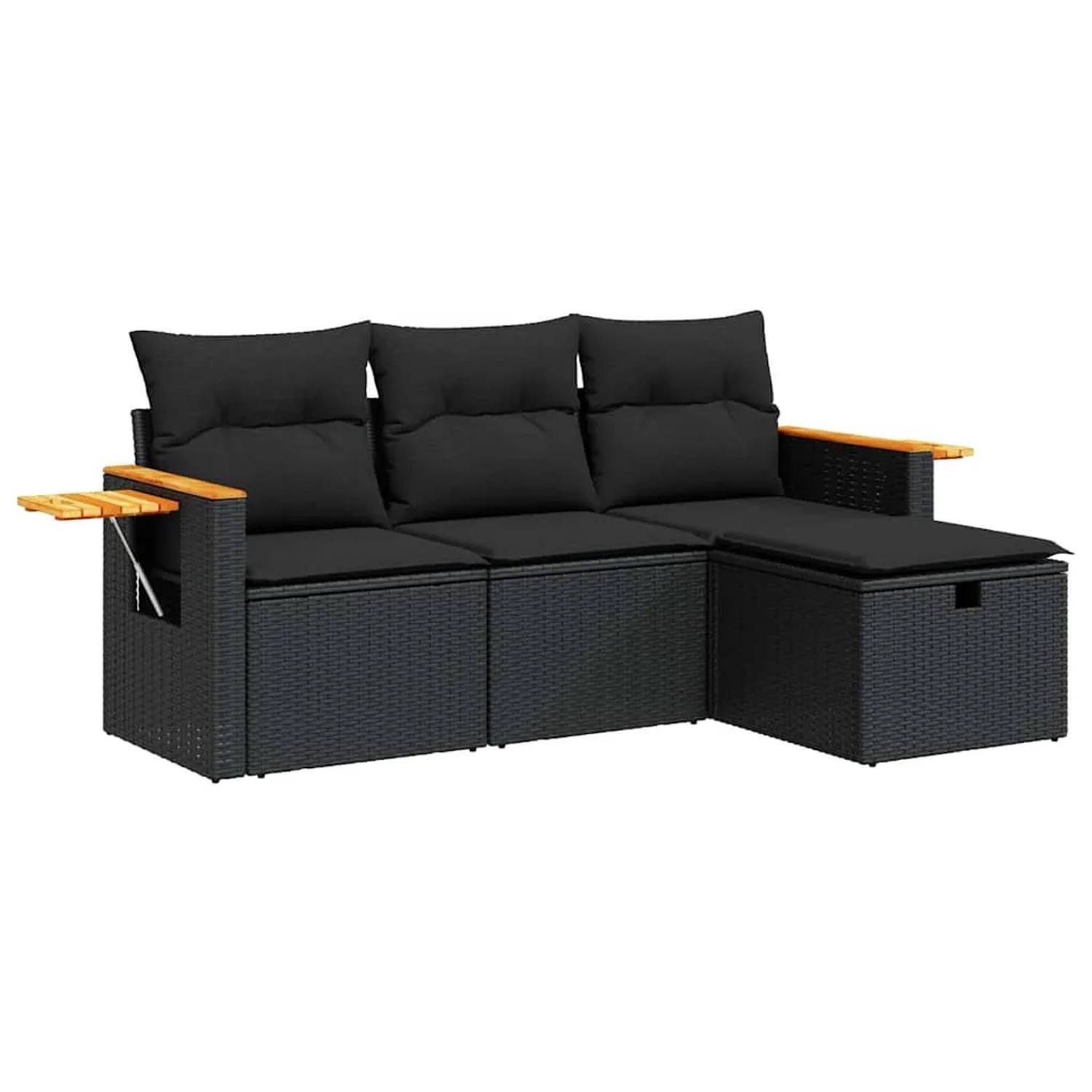 vidaXL 4-Tlg Garten-Sofagarnitur mit Kissen Schwarz Poly Rattan 3325947 günstig online kaufen