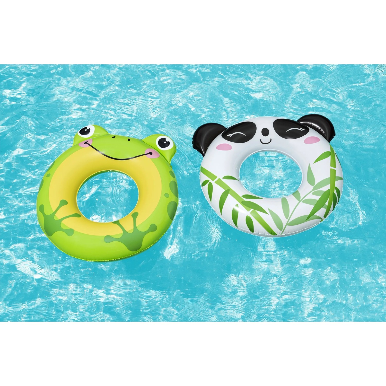 Bestway Schwimmringe Splash Pals, 2er-Set: Frosch und Panda Design für Kinder im Pool.