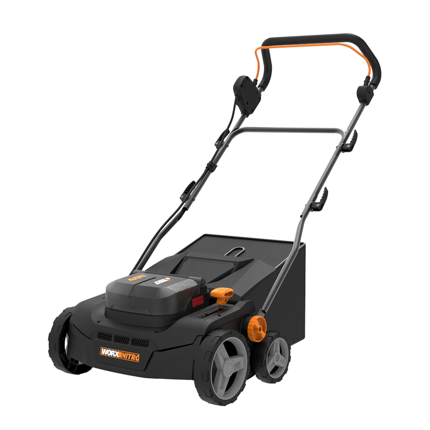Worx 40 V Akku-Vertikutierer WG855E.9, Elektro-Vertikutierer in Schwarz und Grau.
