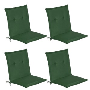 4er Set Beautissu Loft NL Niederlehner Auflagen, 100x50x6cm, Dunkelgrün. Gartenstuhlauflagen mit Befestigung.
