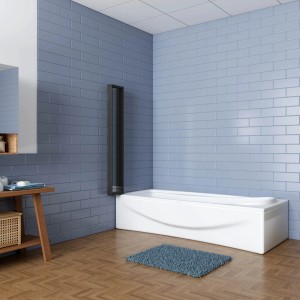 Bad mit Badewanne und Duschabtrennung (Faltwand) 120x140cm, 5-teilig.