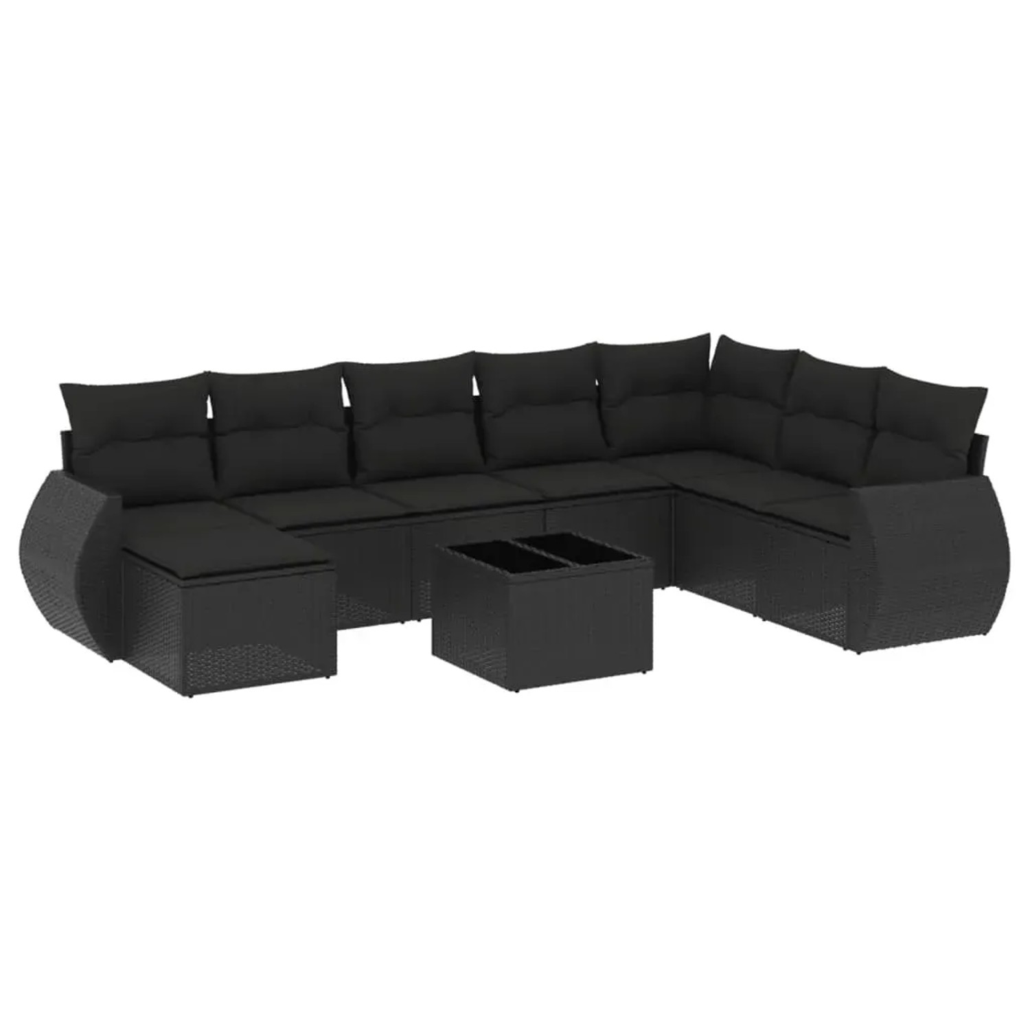 vidaXL 9-Tlg Garten-Sofagarnitur mit Kissen Schwarz Poly Rattan 3254102 günstig online kaufen