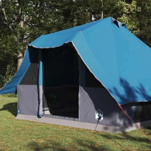 vidaXL Tipi Zelt mit Dach mit Speicher Blau 358 x 296 x 258 cm Taft 42000970