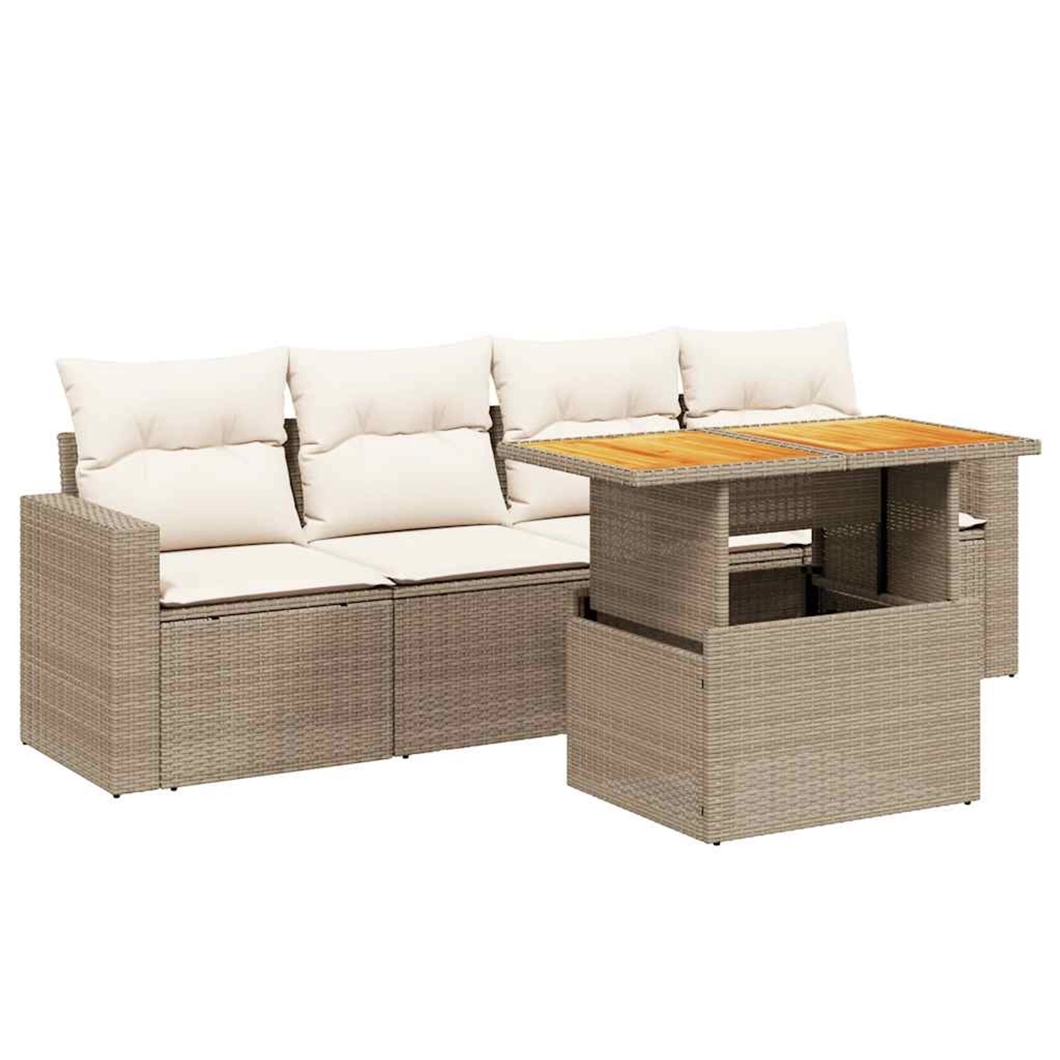 vidaXL 5-Tlg Garten-Sofagarnitur mit Kissen Beige Poly Rattan 3271191 günstig online kaufen