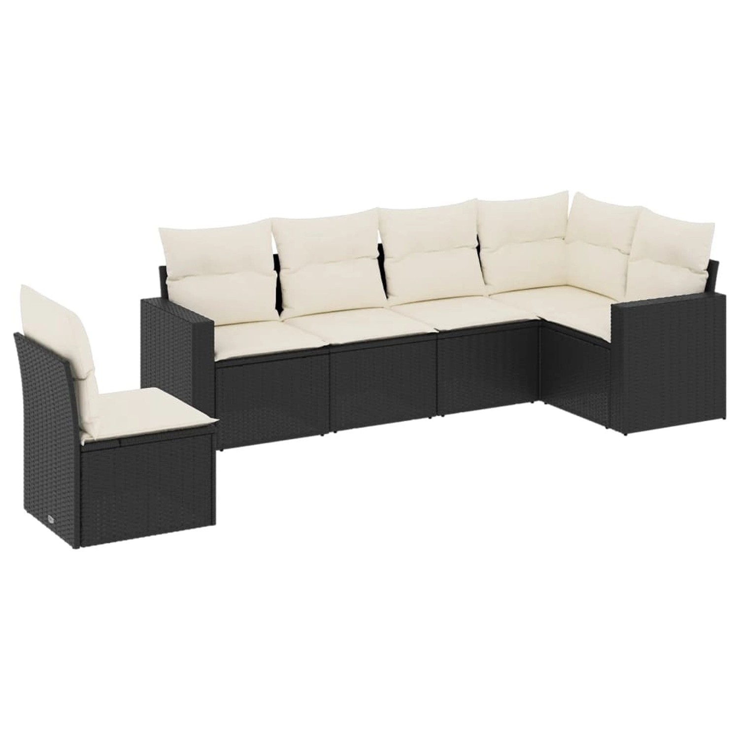 vidaXL 6-tlg Garten-Sofagarnitur mit Kissen Schwarz Poly Rattan Modell 22