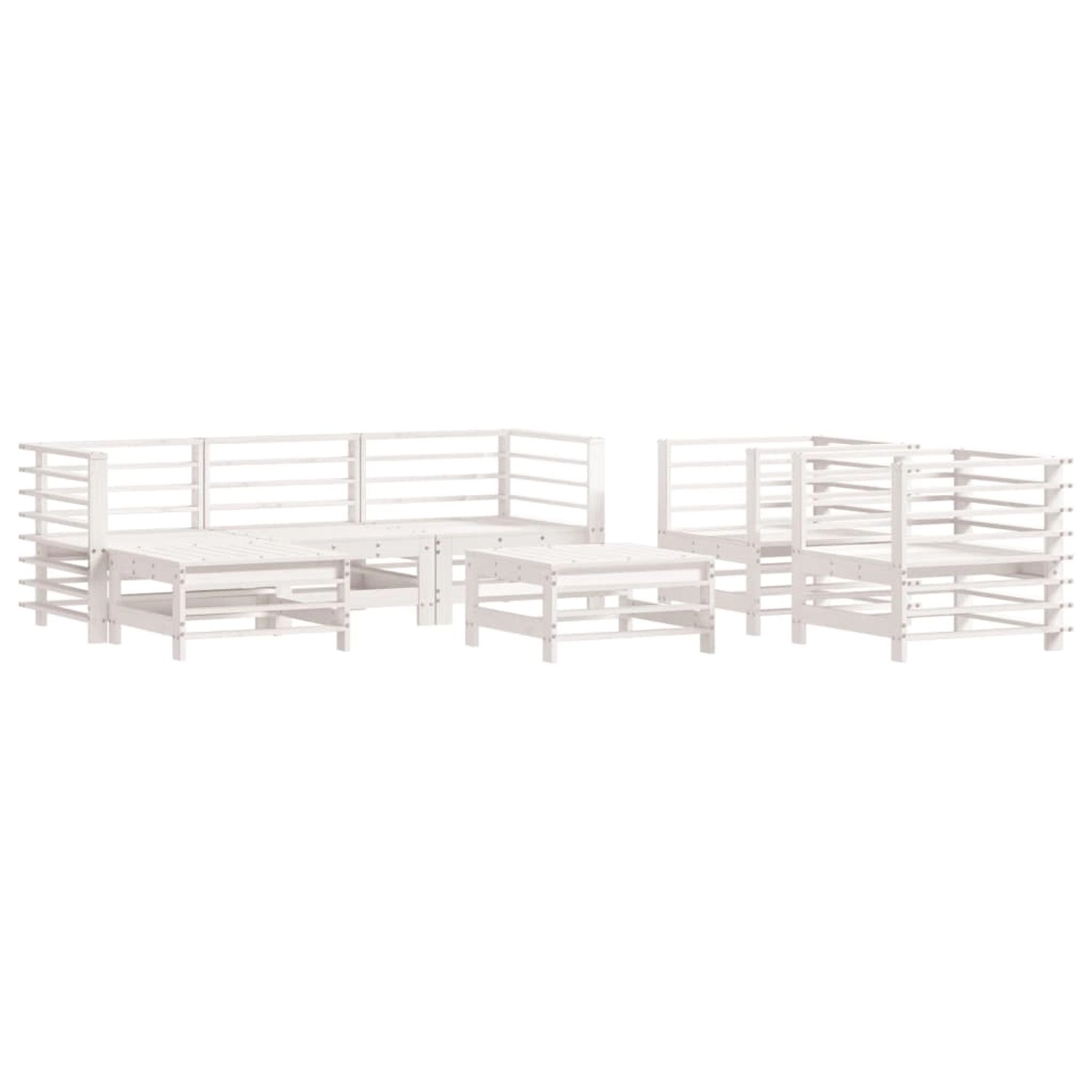 vidaXL 7-Tlg Garten-Lounge-Set Weiß Massivholz Kiefer 3186236 günstig online kaufen