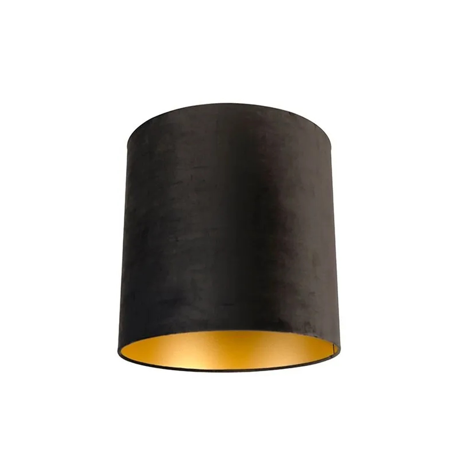 QAZQA Samt Lampenschirm Schwarz 40 40 40 mit Goldener Innenseite