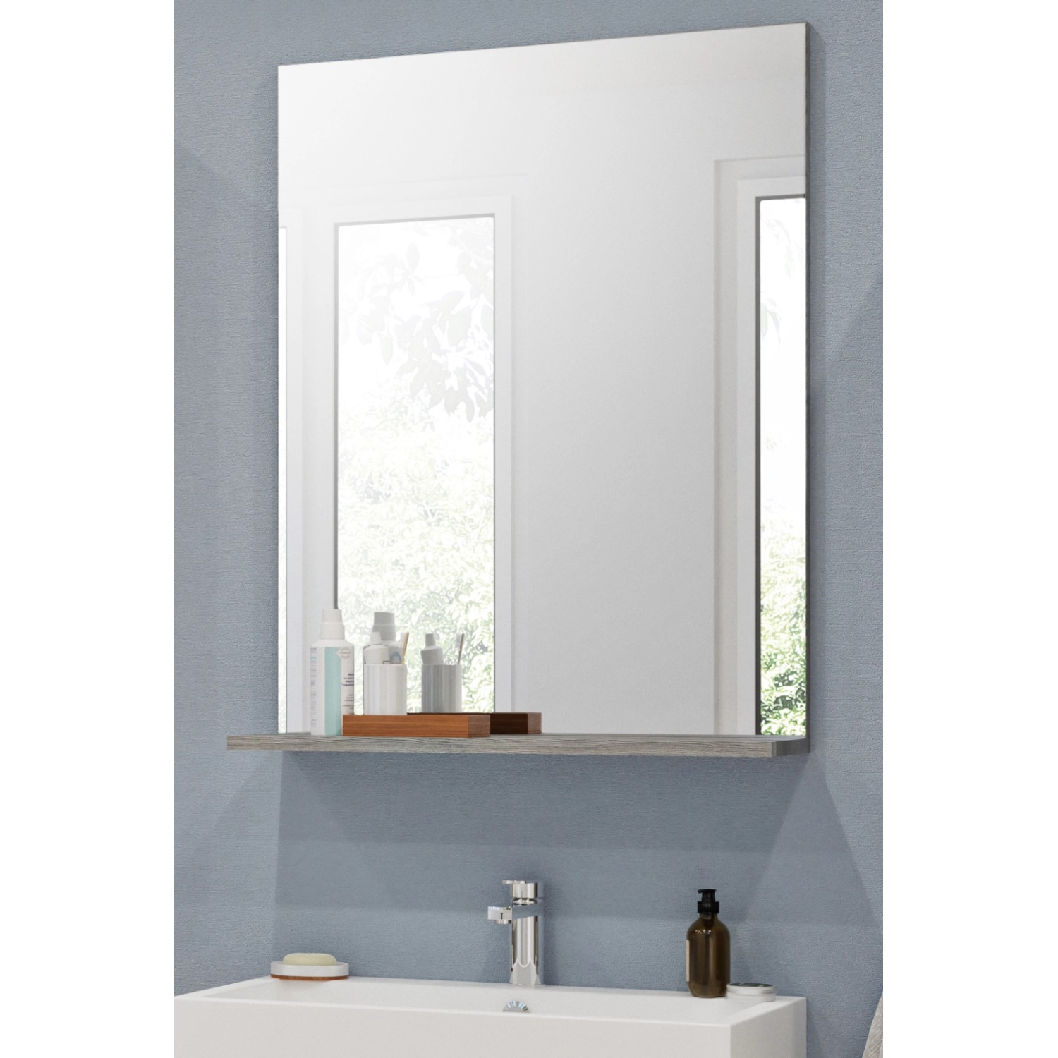 Inn.Furn Spiegel Grau 60 x 79 cm mit Ablage Shawn günstig online kaufen