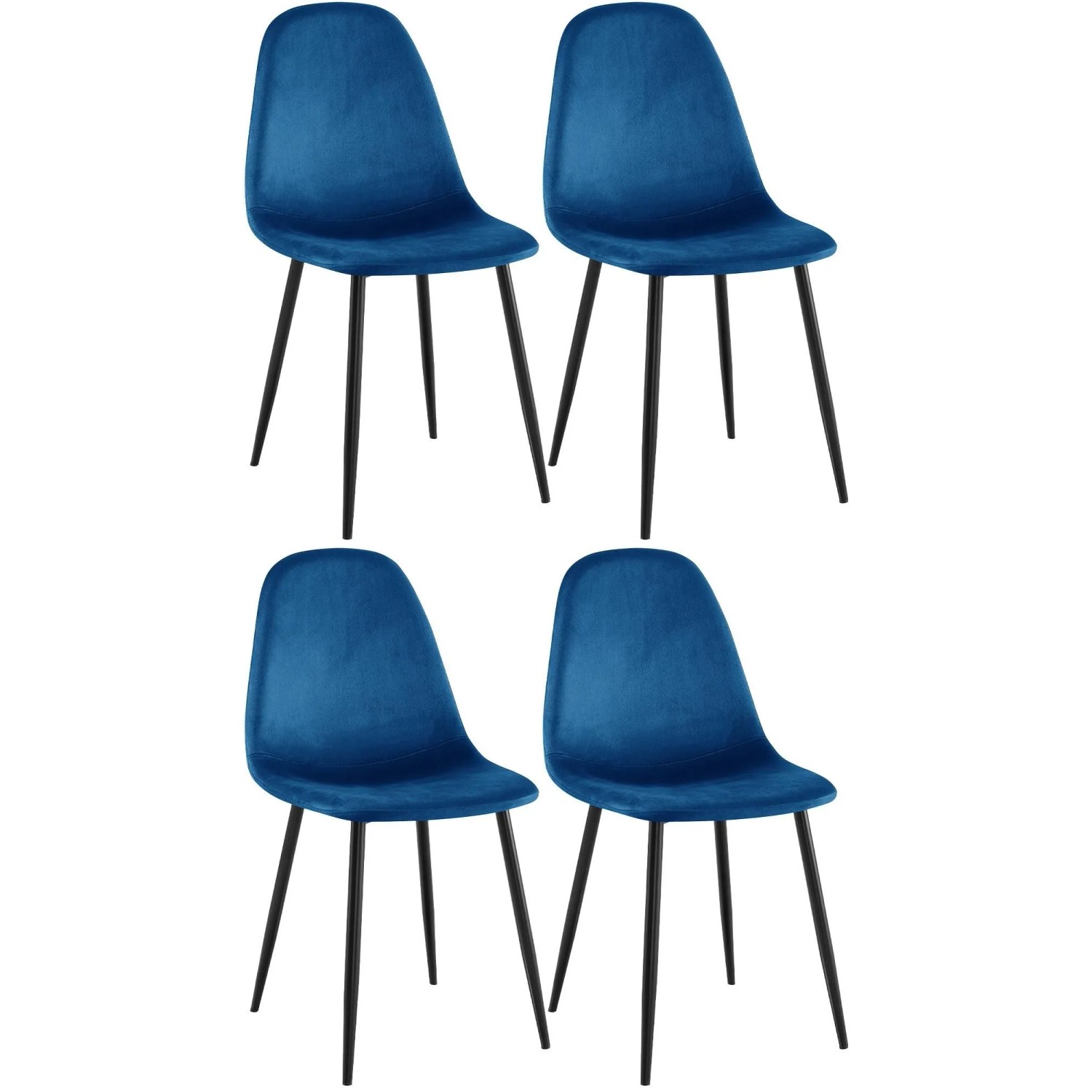 CLP 4er Set Esszimmerstühle Napier blau/Samt