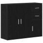 vidaXL Sideboard in Schwarz Eiche Optik, Kommode mit Türen und Schubladen.