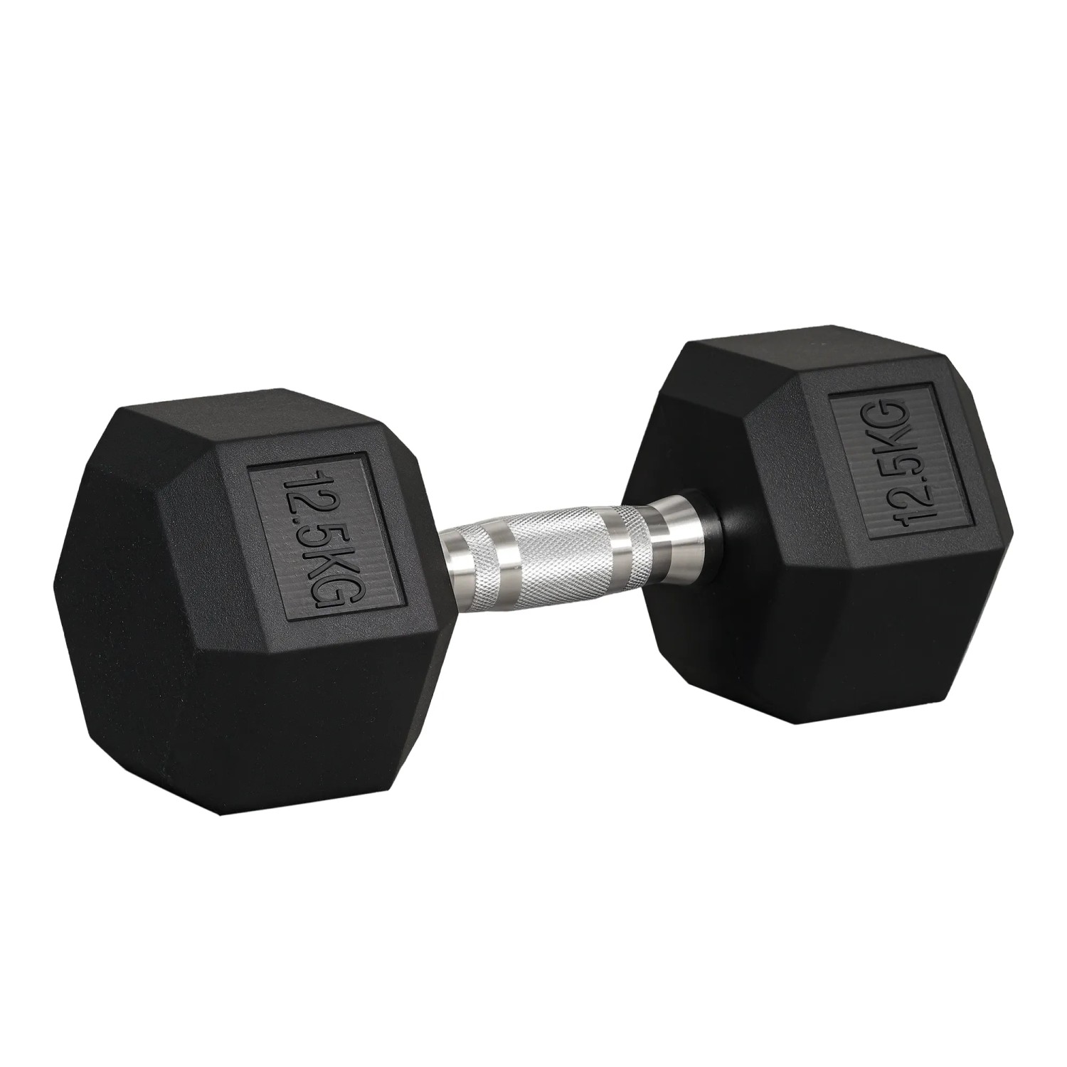 HOMCOM Hexagon Kurzhantel Griff Gerändelt Gewichte Metall Gummi Schwarz 1x12,5Kg