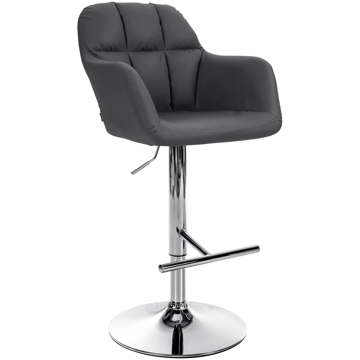 DELUKE Barhocker TUBEL Kunstleder Schwarz 57x59x97cm Silber Barstuhl Höhenverstellbar Mit Lehne Drehbar Tresenhocker Tresenstuhl