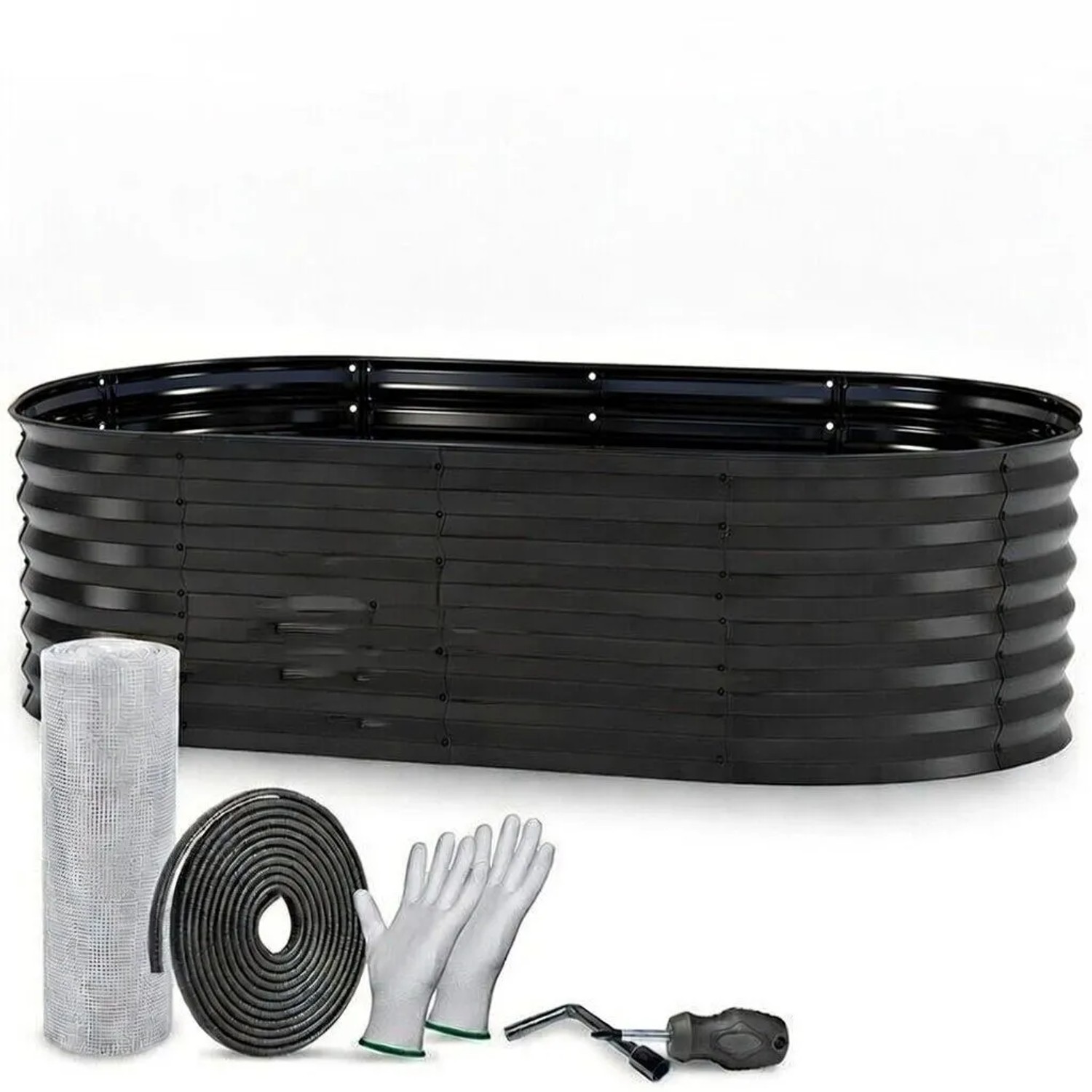 TTL GARDEN Ovales Garten-Hochbeet ELEGANCE M 160×80×45 cm – Niedriges Metall Hochbeet Verzinkt in Anthrazit