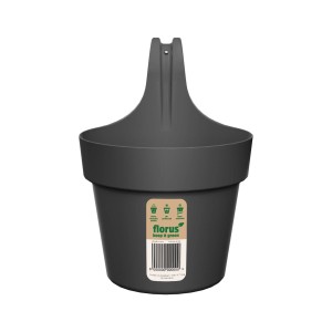 Anthrazitfarbener Florus Hängetopf Paris Single für Balkongeländer bis 6 cm.