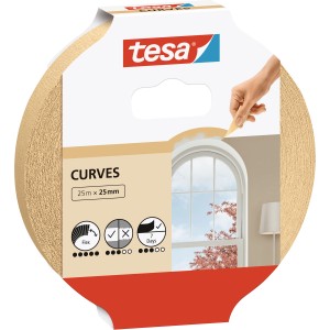 Tesa Malerband Kurven, 25mm x 25m, zum Abkleben von Rundungen und unregelmäßigen Formen.