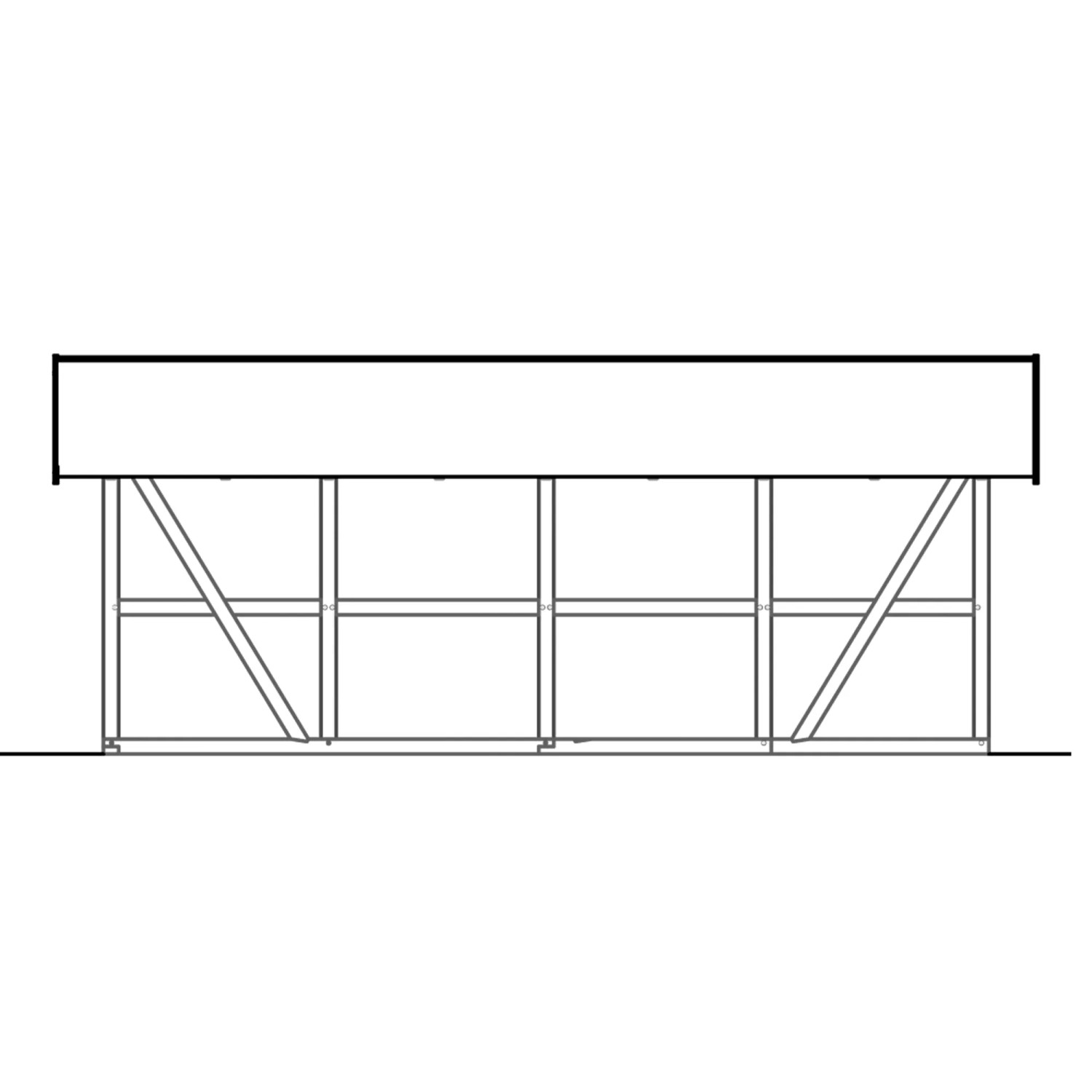 Skan Holz Carport Schwarzwald, Natur, mit Dachschalung, Fachwerk Satteldach-Carport aus Holz.