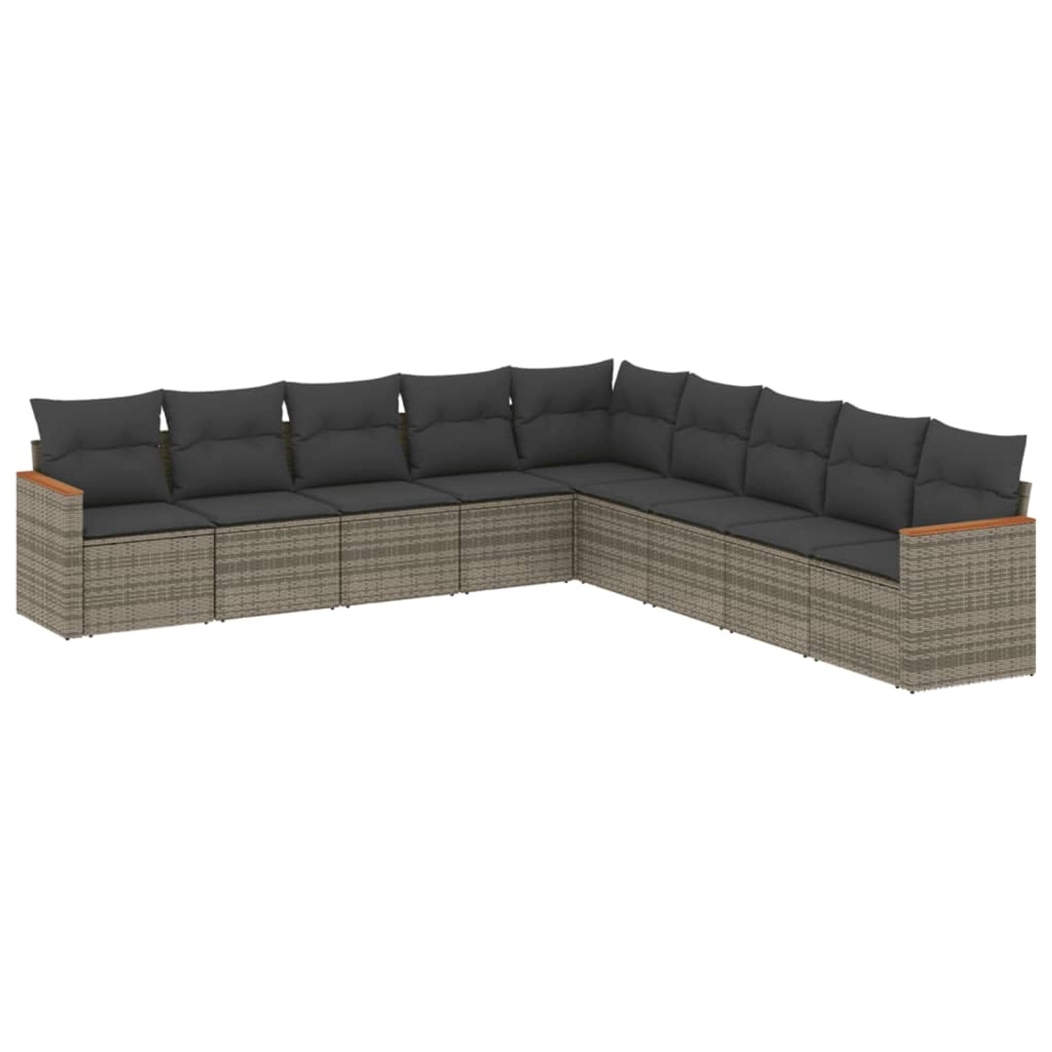 vidaXL 9-Tlg Garten-Sofagarnitur mit Kissen Grau Poly Rattan 3226060