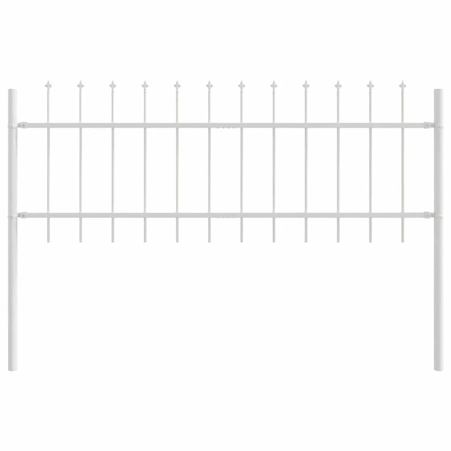 vidaXL Gartenzaun Weiß 3,4 x 0,6 m Pulverbeschichteter Stahl 3334038 günstig online kaufen