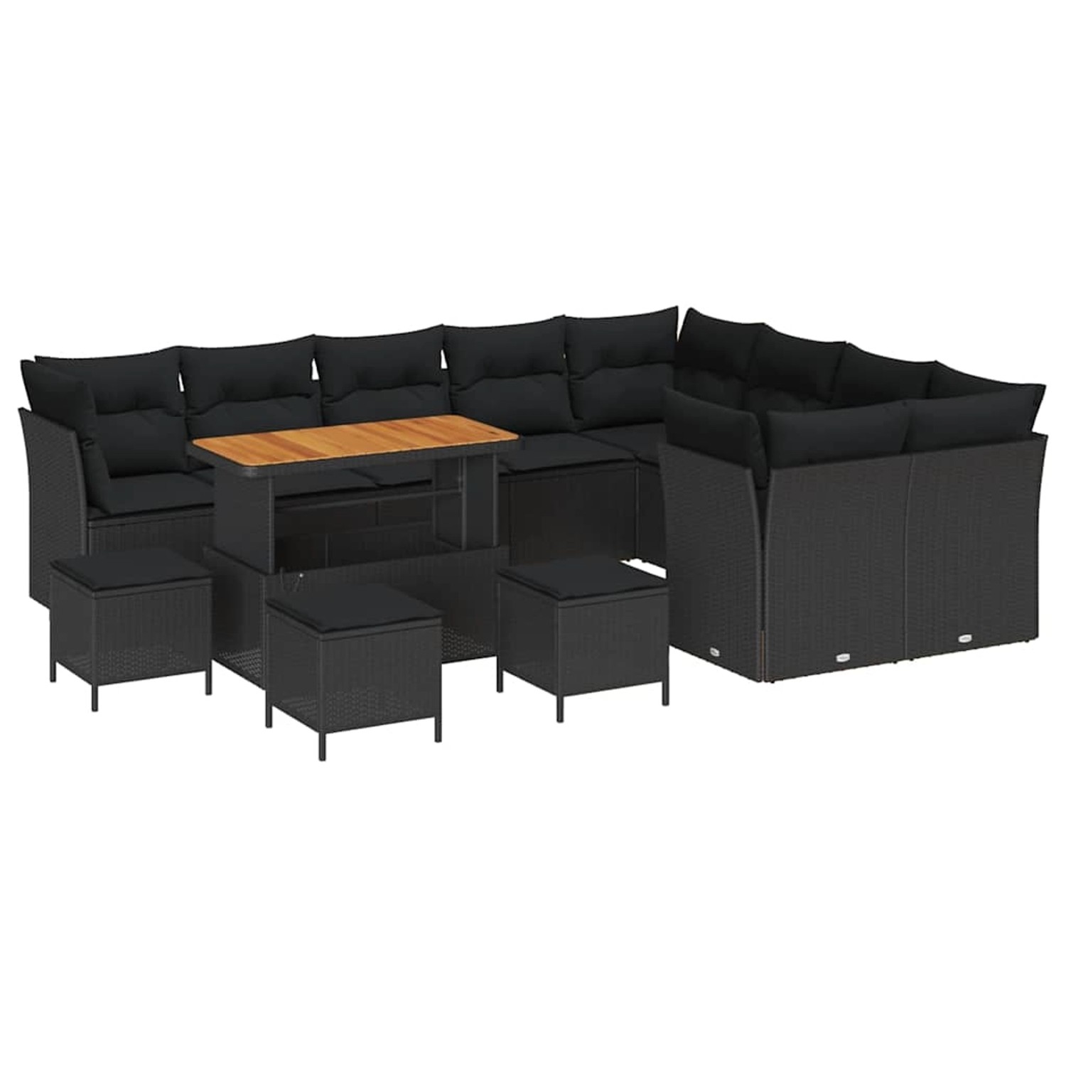 vidaXL Garten-Sofa-Set 13-Tlg Schwarz Poly Rattan 3361529 günstig online kaufen