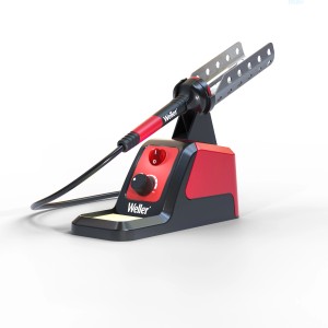 Weller Lötstation WLSK3023C mit LED-Halo-Ring und rotem Gehäuse.